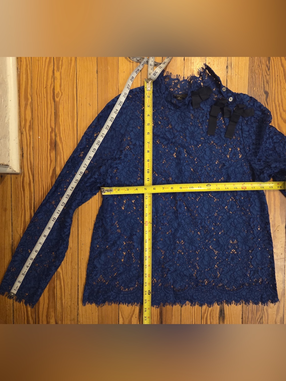 J. Crew Royal Blue Lace Long-Sleeve Blouse with matching blue tank! - Picture 8 of 8